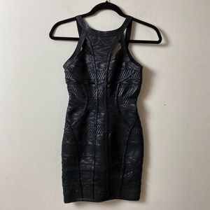 shiny black bandage dress